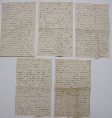 <em>"Handwritten letter (5 pages) in Mrs. Dumble's handwriting on plain paper, addressed 'Dear Em' and signed 'Love Eth', dated on first page 'Springfield, VT/Jan 10, 1940.' Part of: 'Letters from Ethel about Lycetts and E. Lycett's box of reference material sent to me in 1943.'"</em>, 1940. Printed material. Brooklyn Museum. (NK4210_L98_F14_Lycett_inv006_verso.jpg