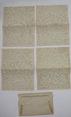 <em>"Handwritten letter (4 pages) on Mrs. Clifford Dumble's stationery in envelope addressed to Mrs. Fred Newman, dated 'Sunday Evening, 3/8/43', addressed to 'Dear Em' and signed 'Eth.' Part of: 'Letters from Ethel about Lycetts and E. Lycett's box of reference material sent to me in 1943.'"</em>, 1943. Printed material. Brooklyn Museum. (NK4210_L98_F14_Lycett_inv008_verso.jpg