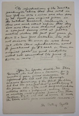 <em>"Set of three pages (front only) of handwritten notes marked from sources such as 'England Museum' and 'The Pottery Gazette.'"</em>. Printed material. Brooklyn Museum. (NK4210_L98_F14_Lycett_inv017.jpg