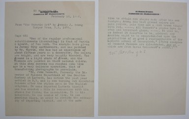 <em>"Two pages of typewritten notes from 'The Ceramic Art' by Jennie J. Young on stationery with '55 Magazine St.' typed at top."</em>, 1946. Printed material. Brooklyn Museum. (NK4210_L98_F14_Lycett_inv023.jpg