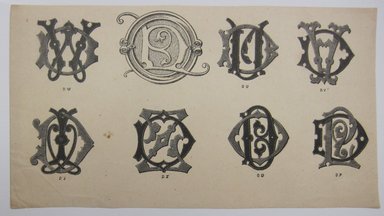 <em>"6 decorative borders with caption 'Borders and panels in Arabic design for designers, wood carvers, etc.' Reverse has article text and another illustration."</em>. Printed material. Brooklyn Museum. (NK4210_L98_F14_Lycett_inv083.jpg