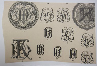<em>"Clipped illustration with 6 black, grey and white foliated borders and motifs. Text at bottom reads 'Helene Haupfmann, gez. …. Arnoldische Buch / Alt-Chr' and handwritten caption reads 'Early Christian' Reverse is blank."</em>. Printed material. Brooklyn Museum. (NK4210_L98_F14_Lycett_inv089.jpg