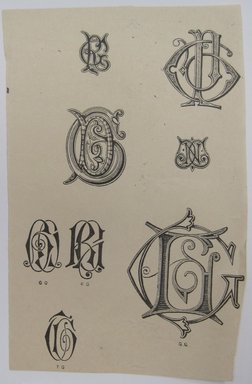 <em>"Clipped illustration with 5 floral and geometric motifs and text reading 'Anna Gruner, gez … Arnoldische Buchhan / Alt-Ch' and handwritten caption reading 'Early Christian' Reverse is blank."</em>. Printed material. Brooklyn Museum. (NK4210_L98_F14_Lycett_inv091.jpg