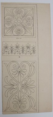 <em>"Clipped illustration of floral borders and motifs, part of which is in colored ink and the rest is in black outline. Handwritten caption on back reads 'Gothic Illumination.'"</em>. Printed material. Brooklyn Museum. (NK4210_L98_F14_Lycett_inv104.jpg