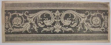 <em>"Clipped illustration of foliated borders in taupe and black. Handwritten caption on the back reads 'Gothic.'"</em>. Printed material. Brooklyn Museum. (NK4210_L98_F14_Lycett_inv106.jpg