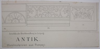 <em>"Clipped illustration of 9 colored borders. Handwritten caption on reverse reads 'Pompeian.'"</em>. Printed material. Brooklyn Museum. (NK4210_L98_F14_Lycett_inv125.jpg