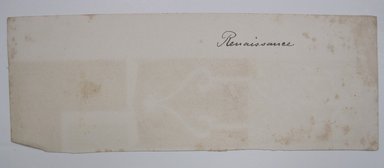 <em>"Clipped illustration of a pitcher. Caption reads 'Fig. 220. Kanne van B. Palissy. / Sammlung Gustav von Rothschild.' Reverse has text."</em>. Printed material. Brooklyn Museum. (NK4210_L98_F14_Lycett_inv137_verso.jpg