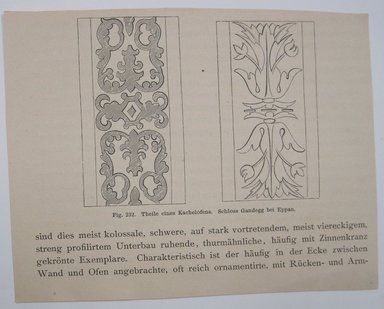 <em>"Clipped illustration of two vessels and pitcher with caption 'Louvre Sammlung Hope. Louvre. / Fig. 221. Oiron-Fayencen.' Reverse has text."</em>. Printed material. Brooklyn Museum. (NK4210_L98_F14_Lycett_inv159.jpg