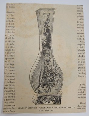 <em>"Clipped illustration of sea shells surrounding text with caption 'Group of Shells' Reverse has text."</em>. Printed material. Brooklyn Museum. (NK4210_L98_F14_Lycett_inv203.jpg