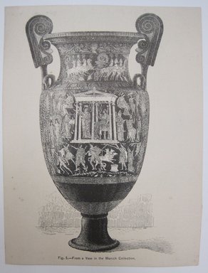 <em>"From a Vase in the Munich Collection. Clipped illustration of a vase with caption 'Fig. 5 -- From a Vase in the Munich Collection' Reverse has text with 2 more illustrations of vases.."</em>. Printed material. Brooklyn Museum. (NK4210_L98_F14_Lycett_inv213.jpg