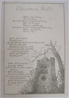 <em>"To-whit, to-whoo!. christmas card with illustration of owls in bare tree and verse beginning 'To-whit, to-whoo!' Reverse has additional Christmas verse and monochromatic illustration.."</em>. Printed material. Brooklyn Museum. (NK4210_L98_F14_Lycett_inv221_verso.jpg