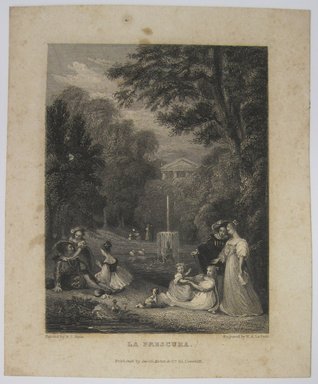 <em>"La Frescura. Printed card with figures in landscape and caption 'La Frescura' and text 'Painted by R. T. Bone Engraved by W. A. Le Petit / Published by Smith, Elder & Co 65 Cornhill' Reverse is blank.."</em>. Printed material. Brooklyn Museum. (NK4210_L98_F14_Lycett_inv259.jpg