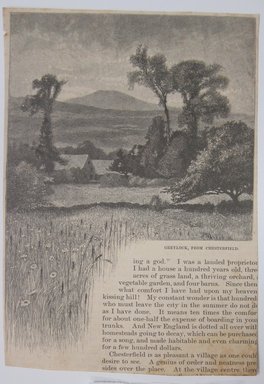 <em>"Greylock, From Chesterfield. Clipped illustration of landscape with caption 'Greylock, from Chesterfield.' Reverse has text and fragment of another illustration.."</em>. Printed material. Brooklyn Museum. (NK4210_L98_F14_Lycett_inv261.jpg