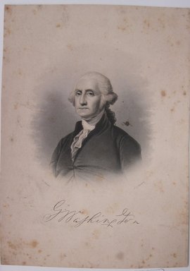 <em>"George Washington. Printed card with portrait of George Washington and 'G Washington' written underneath. Reverse is blank.."</em>. Printed material. Brooklyn Museum. (NK4210_L98_F14_Lycett_inv268.jpg