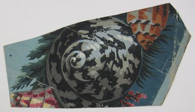 <em>"Clipped color illustration (possibly wallpaper) of seashells. Reverse is blank."</em>. Printed material. Brooklyn Museum. (NK4210_L98_F14_Lycett_inv275.jpg