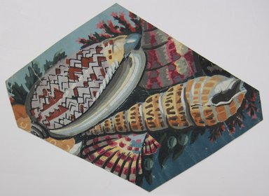 <em>"Clipped color illustration (possibly wallpaper) of seashells. Reverse is blank."</em>. Printed material. Brooklyn Museum. (NK4210_L98_F14_Lycett_inv277.jpg