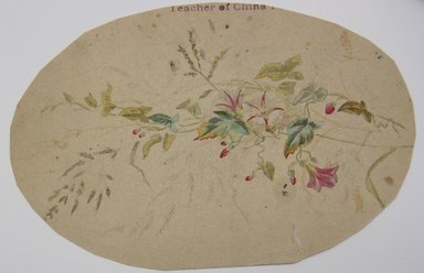 <em>"Painting of spray of flowers. 'Teacher of China' stamped at top of sheet. Reverse is blank."</em>. Printed material. Brooklyn Museum. (NK4210_L98_F14_Lycett_inv291.jpg