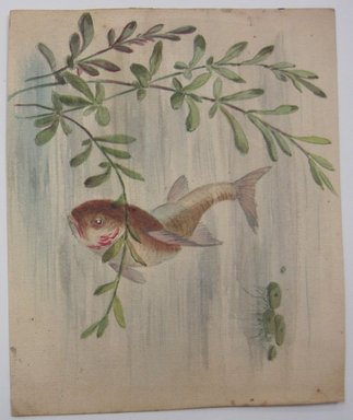 <em>"Painting of fish swimming in water with plants. Reverse is blank."</em>. Printed material. Brooklyn Museum. (NK4210_L98_F14_Lycett_inv307.jpg