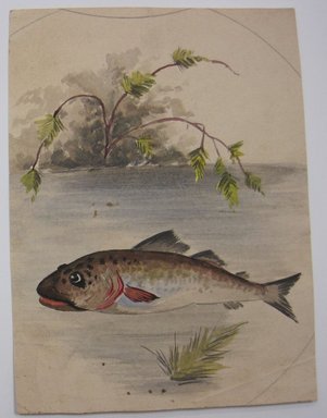 <em>"Painting of fish swimming in water with plants. Reverse is blank."</em>. Printed material. Brooklyn Museum. (NK4210_L98_F14_Lycett_inv309.jpg