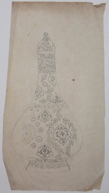 <em>"Graphite drawing of a vase with decoration on tracing paper. Reverse is blank."</em>. Printed material. Brooklyn Museum. (NK4210_L98_F14_Lycett_inv340.jpg