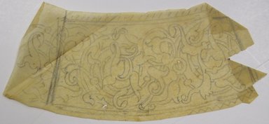 <em>"Portion of a curved interlace border in graphite on tracing paper. Reverse is blank."</em>. Printed material. Brooklyn Museum. (NK4210_L98_F14_Lycett_inv347.jpg