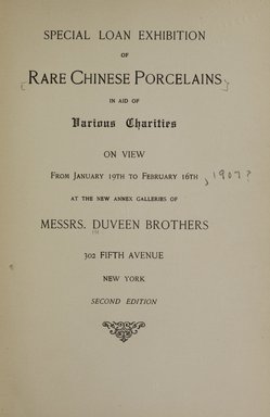 <em>"Title page."</em>, 1907. Printed material. Brooklyn Museum, NYARC Documenting the Gilded Age phase 2. (Photo: New York Art Resources Consortium, NK4565_D95_0013.jpg