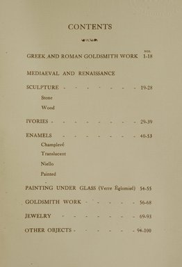 <em>"Table of contents."</em>, 1917. Printed material. Brooklyn Museum, NYARC Documenting the Gilded Age phase 2. (Photo: New York Art Resources Consortium, NK600_C16c_0009.jpg