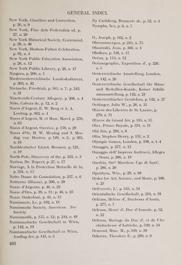 <em>"Index."</em>, 1911. Printed material. Brooklyn Museum, NYARC Documenting the Gilded Age phase 2. (Photo: New York Art Resources Consortium, NK6310_Am3_0449.jpg