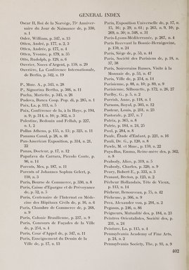 <em>"Index."</em>, 1911. Printed material. Brooklyn Museum, NYARC Documenting the Gilded Age phase 2. (Photo: New York Art Resources Consortium, NK6310_Am3_0450.jpg