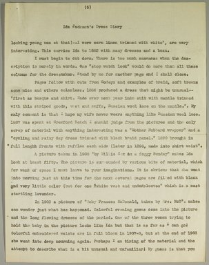 <em>"Ida Jackson's Dress Diary"</em>. Printed material. Brooklyn Museum. (NK8812_J12_Jackson_Dress_Diary_text_p05.jpg