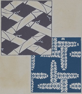 <em>"Textile designs from Classical patterns for dyeing, volume 1, Monyo no maki, detail."</em>. Printed material, 17 x 12 in (30.5 x 48 cm). Brooklyn Museum. (Photo: Brooklyn Museum, NK8884_K17h_Hana_Shishu_v01_page14-15_detail1_PS3.jpg