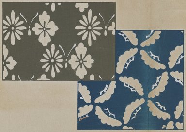 <em>"Textile designs from Classical patterns for dyeing, volume 1, Monyo no maki, detail."</em>. Printed material, 17 x 12 in (30.5 x 48 cm). Brooklyn Museum. (Photo: Brooklyn Museum, NK8884_K17h_Hana_Shishu_v01_page14-15_detail6_PS3.jpg