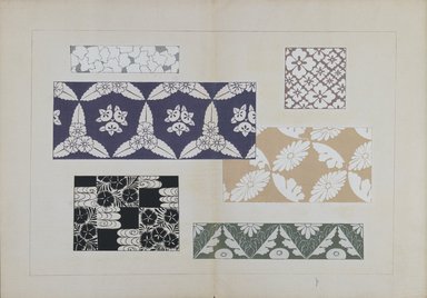 <em>"Textile designs from Classical patterns for dyeing, volume 1, Monyo no maki."</em>. Printed material, 17 x 12 in (30.5 x 48 cm). Brooklyn Museum. (Photo: Brooklyn Museum, NK8884_K17h_Hana_Shishu_v01_page16-17_PS3.jpg