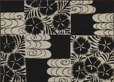 <em>"Textile designs from Classical patterns for dyeing, volume 1, Monyo no maki, detail."</em>. Printed material, 17 x 12 in (30.5 x 48 cm). Brooklyn Museum. (Photo: Brooklyn Museum, NK8884_K17h_Hana_Shishu_v01_page16-17_detail4_PS3.jpg