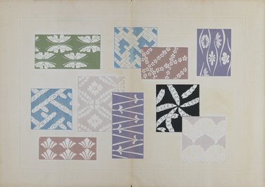 <em>"Textile designs from Classical patterns for dyeing, volume 1, Monyo no maki."</em>. Printed material, 17 x 12 in (30.5 x 48 cm). Brooklyn Museum. (Photo: Brooklyn Museum, NK8884_K17h_Hana_Shishu_v01_page18-19_PS3.jpg