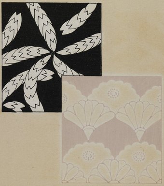 <em>"Textile designs from Classical patterns for dyeing, volume 1, Monyo no maki, detail."</em>. Printed material, 17 x 12 in (30.5 x 48 cm). Brooklyn Museum. (Photo: Brooklyn Museum, NK8884_K17h_Hana_Shishu_v01_page18-19_detail6_PS3.jpg