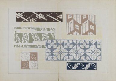 <em>"Textile designs from Classical patterns for dyeing, volume 1, Monyo no maki."</em>. Printed material, 17 x 12 in (30.5 x 48 cm). Brooklyn Museum. (Photo: Brooklyn Museum, NK8884_K17h_Hana_Shishu_v01_page20-21_PS3.jpg