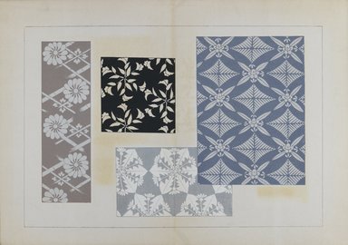<em>"Textile designs from Classical patterns for dyeing, volume 1, Monyo no maki."</em>. Printed material, 17 x 12 in (30.5 x 48 cm). Brooklyn Museum. (Photo: Brooklyn Museum, NK8884_K17h_Hana_Shishu_v01_page22-23_PS3.jpg