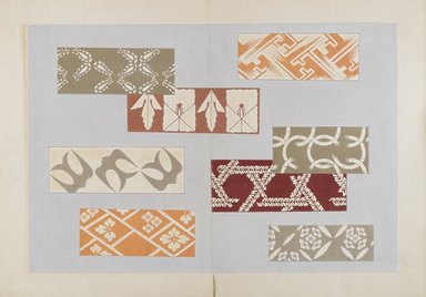 <em>"Textile designs from Classical patterns for dyeing, volume 2, Monyo no maki."</em>. Printed material, 17 x 12 in (30.5 x 48 cm). Brooklyn Museum. (Photo: Brooklyn Museum, NK8884_K17h_Hana_Shishu_v02_page04-05_PS4.jpg