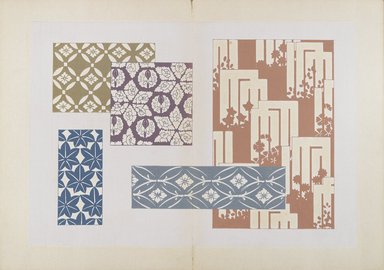 <em>"Textile designs from Classical patterns for dyeing, volume 2, Monyo no maki."</em>. Printed material, 17 x 12 in (30.5 x 48 cm). Brooklyn Museum. (Photo: Brooklyn Museum, NK8884_K17h_Hana_Shishu_v02_page24-25_PS4.jpg