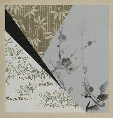 <em>"Textile designs from Classical patterns for dyeing, volume 10, Shochikubai no maki, detail."</em>, 1934-38. Printed material, 12.5 in (31 cm). Brooklyn Museum, Hana Shishu. (NK8884_K17h_v10_p03-04_detail1_PS2.jpg