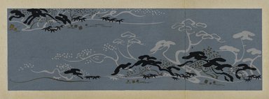 <em>"Textile designs from Classical patterns for dyeing, volume 10, Shochikubai no maki, detail."</em>, 1934-38. Printed material, 12.5 in (31 cm). Brooklyn Museum, Hana Shishu. (NK8884_K17h_v10_p03-04_detail4_PS2.jpg