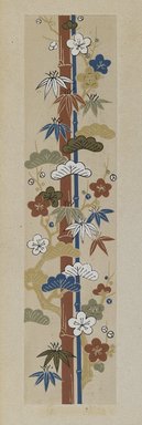 <em>"Textile designs from Classical patterns for dyeing, volume 10, Shochikubai no maki, detail."</em>, 1934-38. Printed material, 12.5 in (31 cm). Brooklyn Museum, Hana Shishu. (NK8884_K17h_v10_p05-06_detail3_PS2.jpg