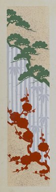 <em>"Textile designs from Classical patterns for dyeing, volume 10, Shochikubai no maki, detail."</em>, 1934-38. Printed material, 12.5 in (31 cm). Brooklyn Museum, Hana Shishu. (NK8884_K17h_v10_p09-10_detail1_PS2.jpg