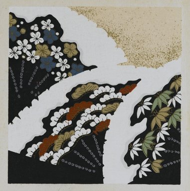 <em>"Textile designs from Classical patterns for dyeing, volume 10, Shochikubai no maki, detail."</em>, 1934-38. Printed material, 12.5 in (31 cm). Brooklyn Museum, Hana Shishu. (NK8884_K17h_v10_p11-12_detail3_PS2.jpg