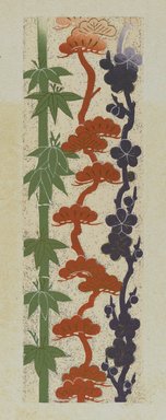 <em>"Textile designs from Classical patterns for dyeing, volume 10, Shochikubai no maki, detail."</em>, 1934-38. Printed material, 12.5 in (31 cm). Brooklyn Museum, Hana Shishu. (NK8884_K17h_v10_p17-18_detail3_PS2.jpg