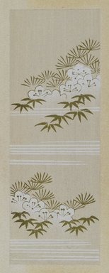 <em>"Textile designs from Classical patterns for dyeing, volume 10, Shochikubai no maki, detail."</em>, 1934-38. Printed material, 12.5 in (31 cm). Brooklyn Museum, Hana Shishu. (NK8884_K17h_v10_p17-18_detail4_PS2.jpg