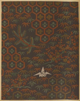 <em>"Floral, leaf and geometric design with origami swan."</em>. Published material. Brooklyn Museum. (Photo: Brooklyn Museum, NK8984_An2_vol6_pl19_PS9.jpg