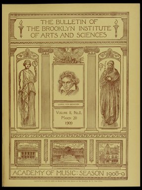 <em>"Front cover."</em>, 1909. Printed material. Brooklyn Museum, METRO 2015 Brooklyn Institute Bulletin project. (Photo: Brooklyn Museum, PER_Bulletin_of_the_Brooklyn_Institute_of_Arts_and_Sciences_1909_v02_n08_p000_front_cover.jpg