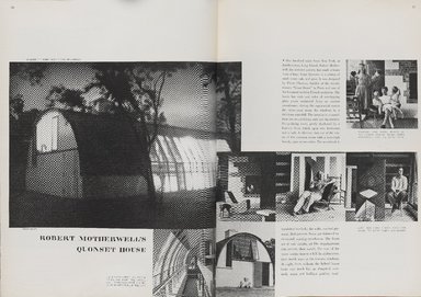 <em>"Robert Motherwell's Quonset House"</em>, 1948. Printed material. Brooklyn Museum. (Photo: Brooklyn Museum, PER_Harpers_Bazaar_1948_06_page86-87_PS4.jpg